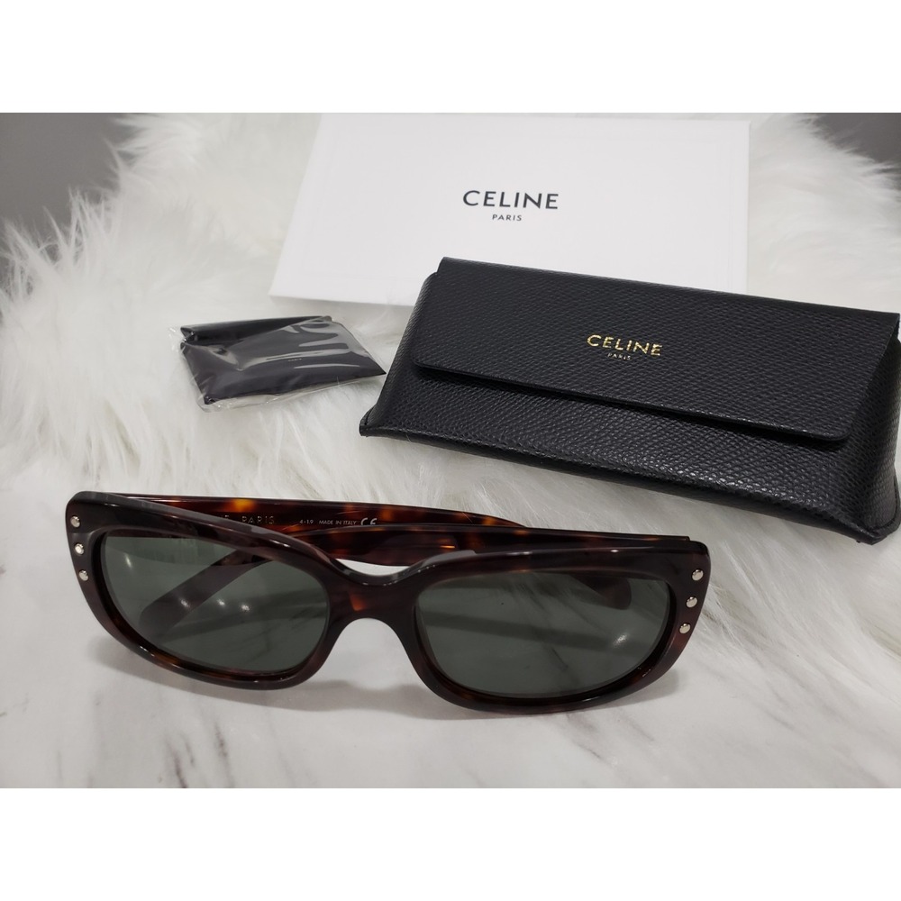 NEW CELINE CL40072I 6054N Havana Square Sunglasses 60-18-145 Italy w/ Case